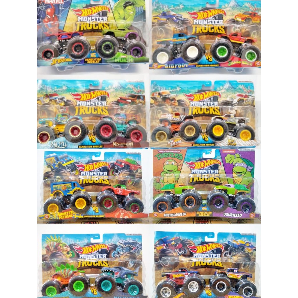 BEST SELLER | MT 64 DOUBLE 2022 Terbaru Termurah Hot Wheels Monster Trucks LAND ROVER UNIMOG MEGA WREX MOTOSAURUS GUNKSTER RACE ACE Spiderman Hulk Bigfoot Snake Bite Raijyu Koumori HW Safari Tiger Shark Volkswagen Dragbus Beetle VW Drag Bus