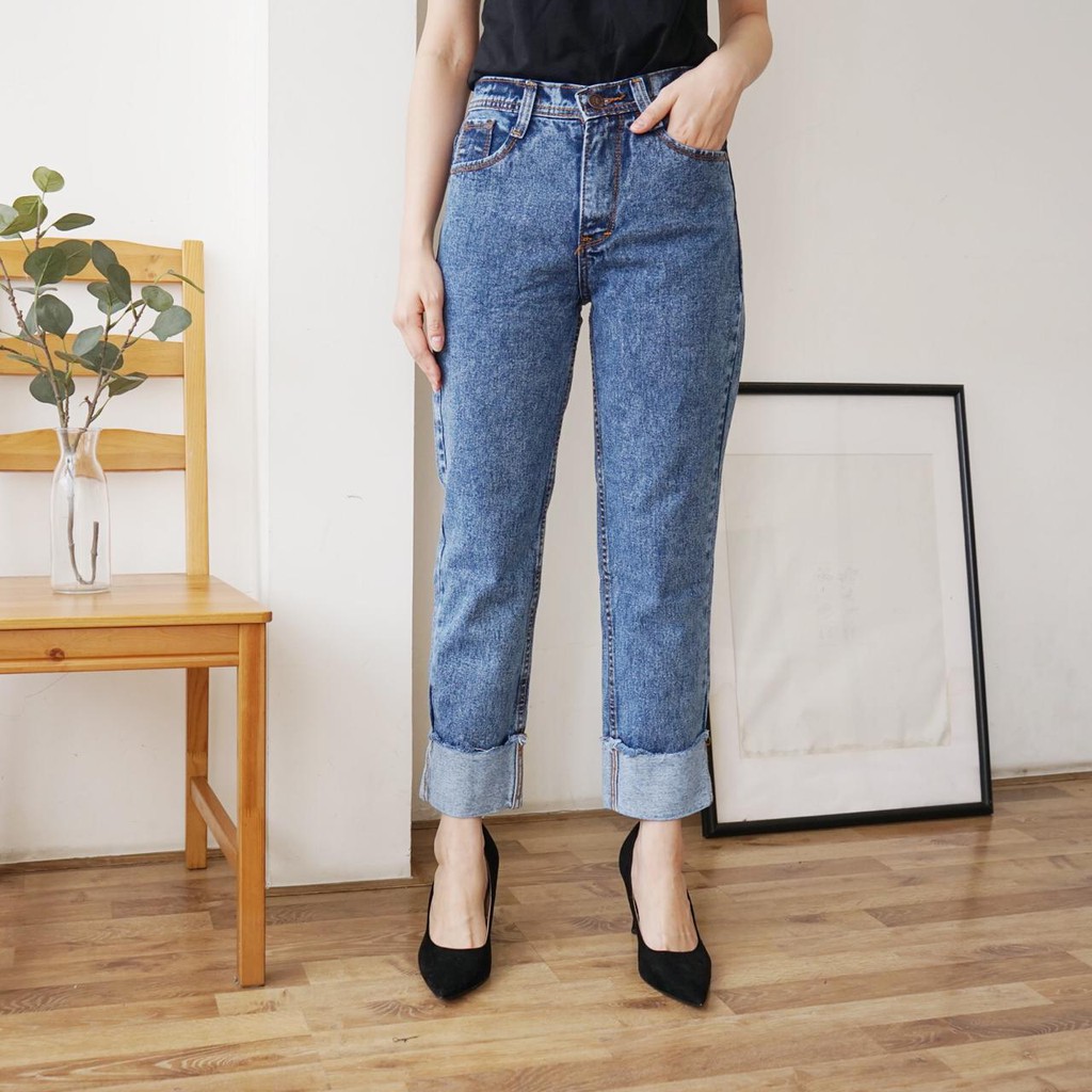 FWR - CELANA BOYFRIEND JEANS LIPAT ELIS