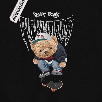 Sweatshirt Crewneck Scate Bear Metal | Crewneck Skate Bear Pria Top Quality