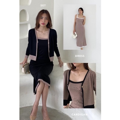 Aubree Knit Dress —— Ocha Wear | Korean Premium Knit Wanita | Knit Set (Dress + Cardigan) Berkualitas