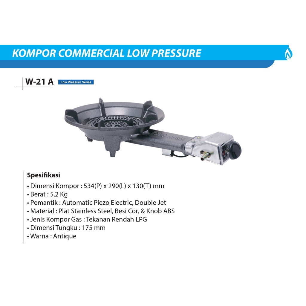 Kompor Winn Gas Komersil 1 Tungku  21A/31A