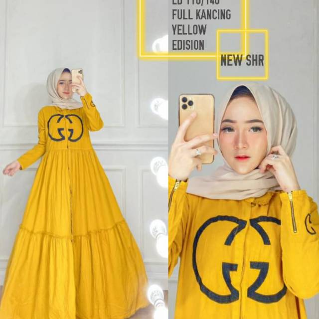 Readyyyy Maxi dress soft jeans full kancing ori shr