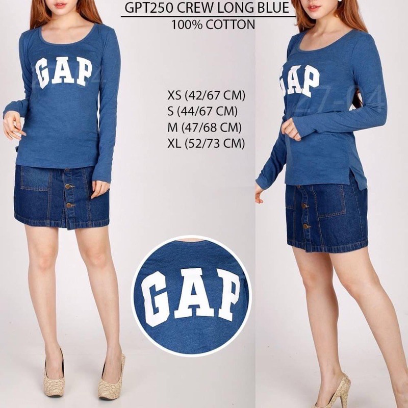 Kaos wanita lengan panjang leher bulat branded GAP original