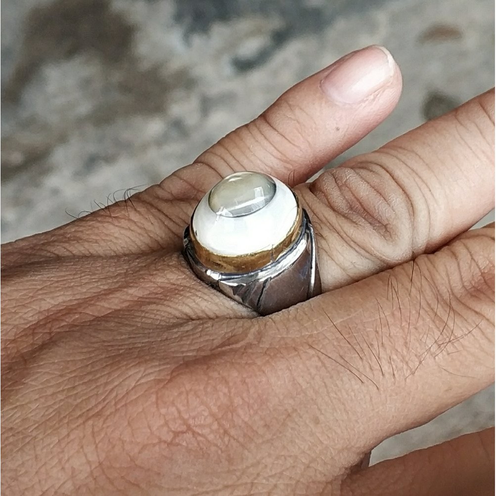 CINCIN BATU AKIK FOSIL KERANG BODYGLASS MEWAH DAN TERMURAH