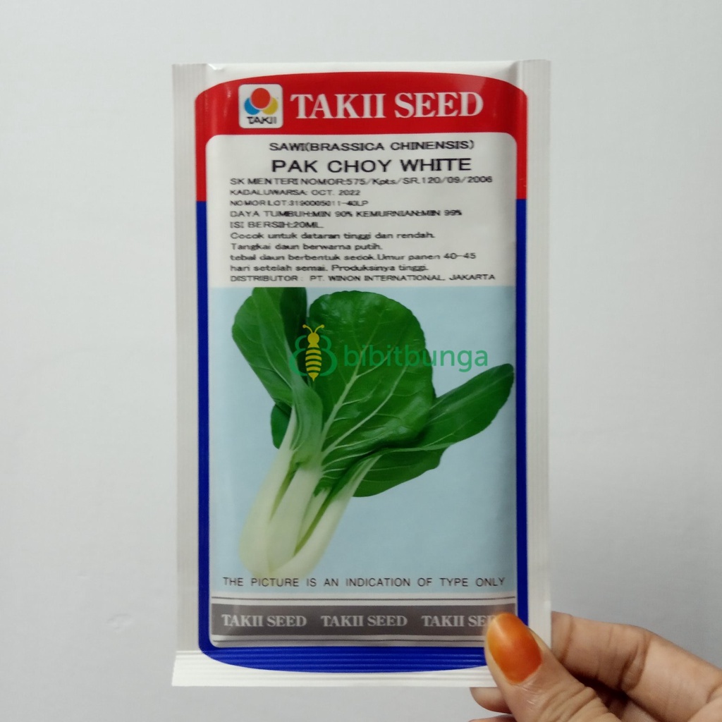 Benih Bibit Sayuran Pak Choy White Takii Seed Biji Sawi Pok Choy Putih