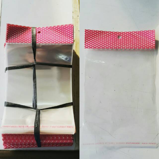 Plastik OPP Perlize Pink 15x22(17,5)+3cm Plastik Kemasan Plastik Aksesoris Plastik Gantungan