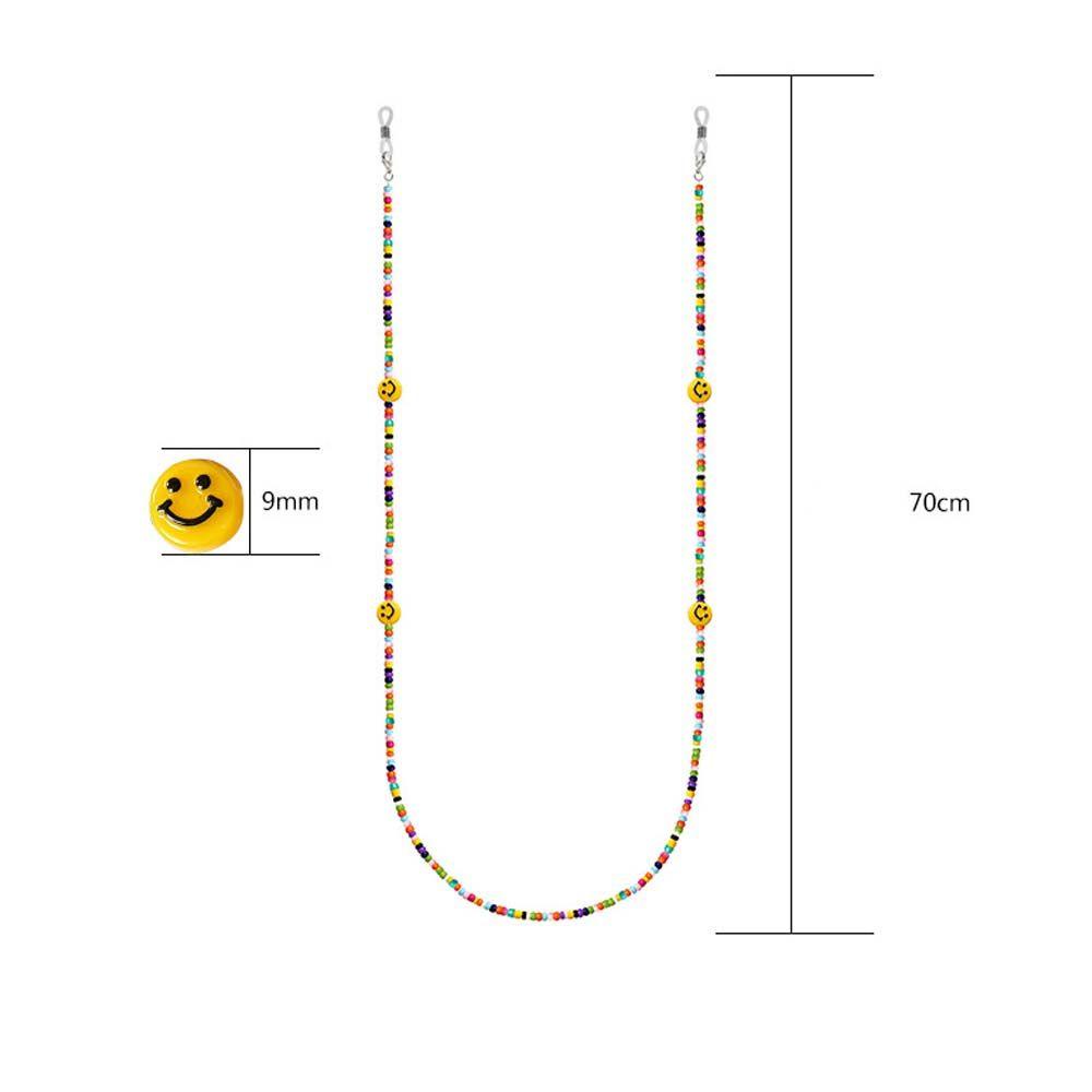 [Elegan] Rantai Kacamata Anti Hilang Lucu Wanita Smiley Hold Straps Kartun Gadis Rantai Manik-Manik Akrilik