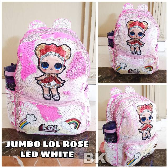 TAS RANSEL SEKOLAH LED LAMPU MOTIF LOL SEQUIN GLITTER IMPORT / JUMBO BAG / TAS SEKOLAH SD BESAR