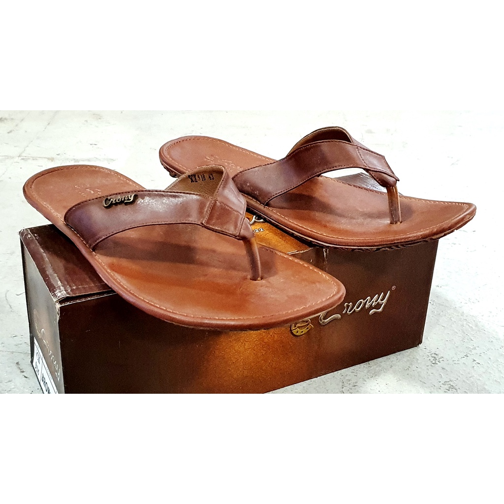 Sandal Kulit Pria Pakai Box Crony SCK Size 38-43 Sandal Pria Sandal SLIDE Sandal cowo cowok