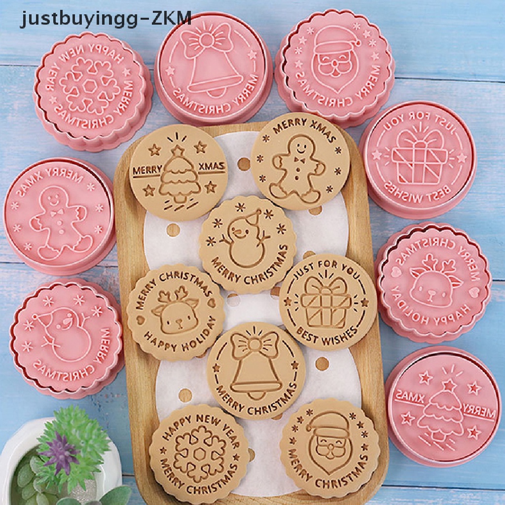 8pcs / set Cetakan Pemotong Kue / Biskuit Bahan Plastik Tema Natal