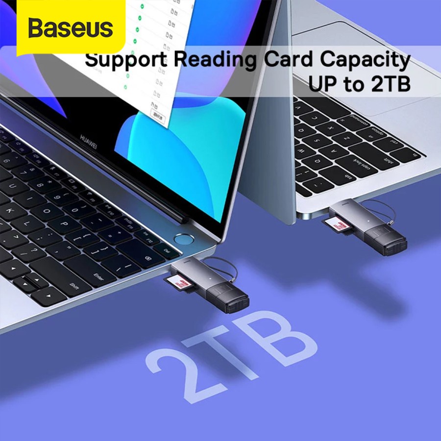 Baseus Card Reader USB 3.0 Type C to SD TF - High Speed 2 in 1 OTG Adapter - Garansi Resmi 6 Bulan