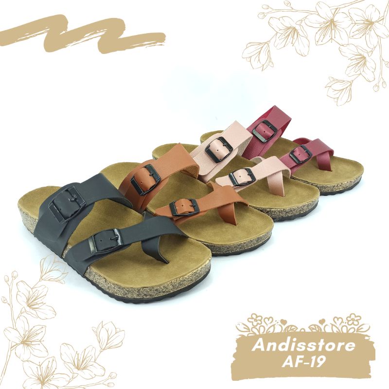 Sandal Birken Wanita Sendal Selop Model Gesper AF19