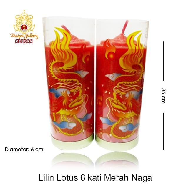 Lilin/Candle Puja Sembahyang Lotus 6 Kati Merah Naga