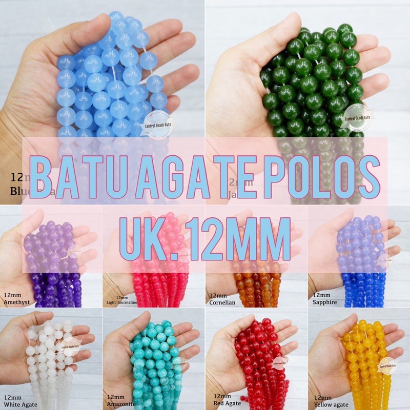 (rentengan) BATU AGATE POLOS 12mm