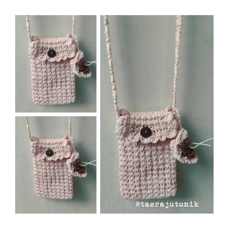 Tas HP Rajut Tali Panjang Motif V