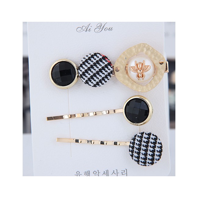 LRC Jepit Rambut Fashion Gold Metal Three-piece Hair Clip A57814