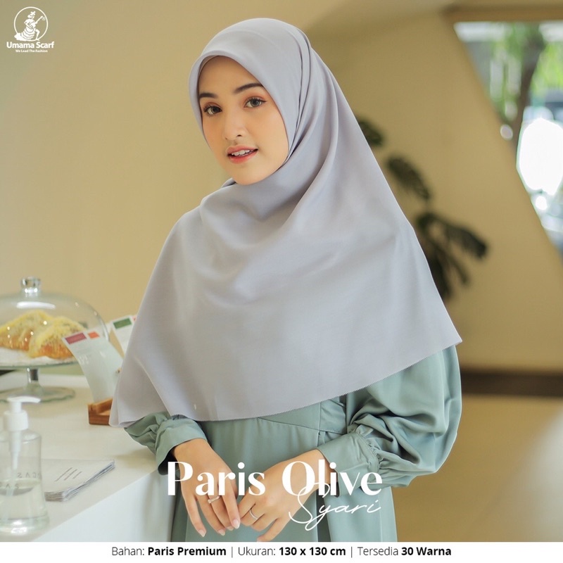 Umama Scarf - Kerudung Polos Segi Empat Paris Olive Syar'i Lc [130 x 130]