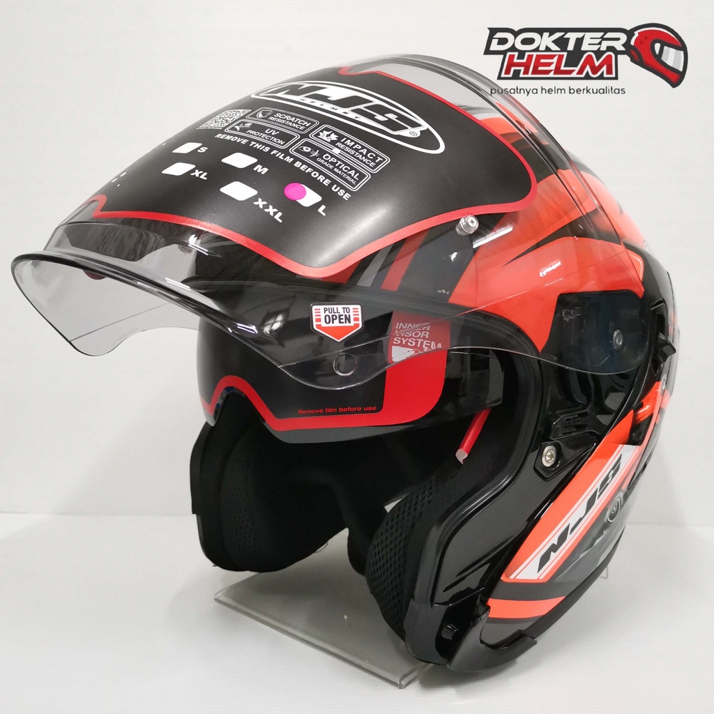 HELM NJS KAIROZ MOTIF DV RUSH BLACK ORANGE DOFF ORI SNI DOT| HELM NJS KAIROZ MOTIF-3