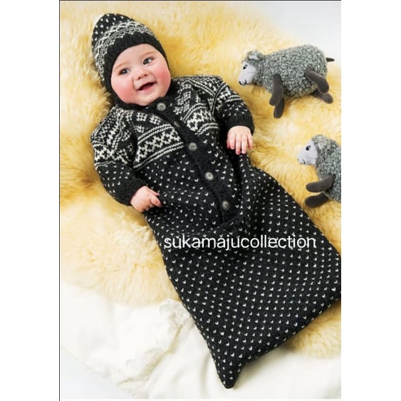 Baju Selimut Bayi + Kupluk 1-12 bulan / Rajut Hangat Bayi Laki-Laki Perempuan / Romper Bayi Motif Polkadot