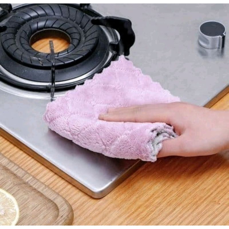 NEW Kain Lap Microfiber Cuci Piring Anti Minyak Dapur Tangan Serbaguna