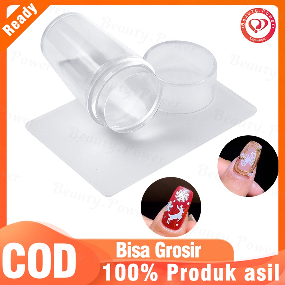 1 Set Stempel+Scraper Kuku Transparan untuk Nail Art Plat Transfer Gambar /Manicure DIY