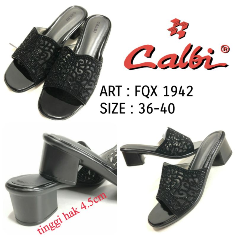 SANDAL SELOP WANITA HAK TAHU CALBI FQX 1942 WARNA HITAM 37-40 RINGAN TIDAK PEGAL