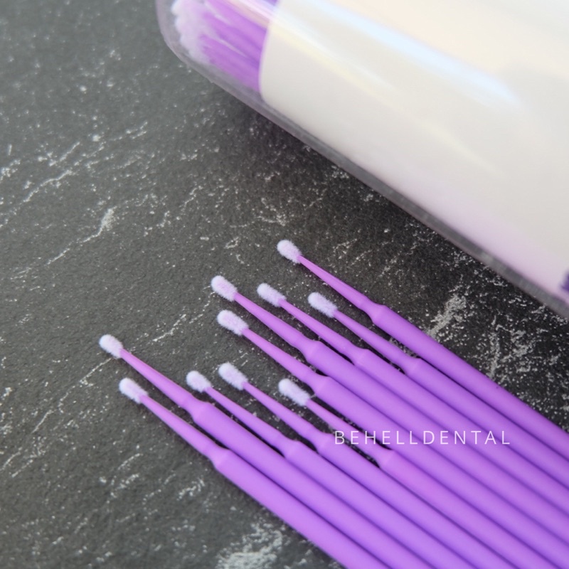 BEHELLDENTAL - MICRO APLICATOR 100pcs - Microbrush Gigi - Mikro Aplikator MikroAplikator - Brush Eyelash Bud - Dental Ortho Behel Untuk Poles Lem Behel - Bonding Original Pemoles kuku bulu mata