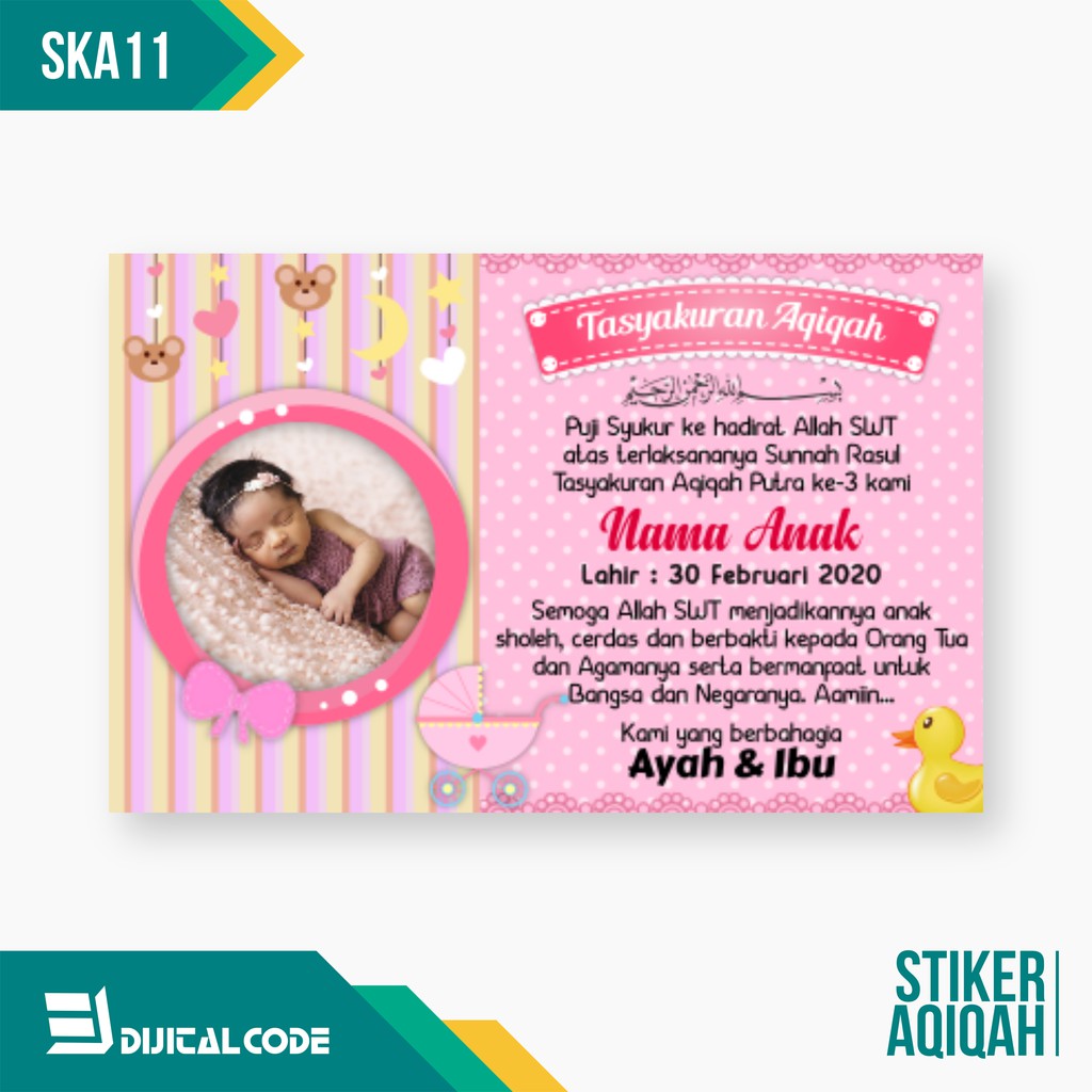 

SKA11 Stiker Label Syukuran Aqiqah Kelahiran Anak