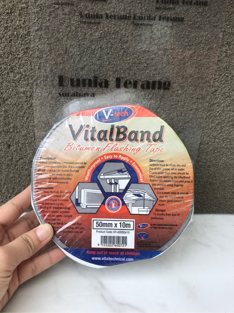 Isolasi Talang VITALBAND 10mtr x 5cm - Bitumen Flashing Tape 10 m 50mm - Lem Talang Anti Bocor