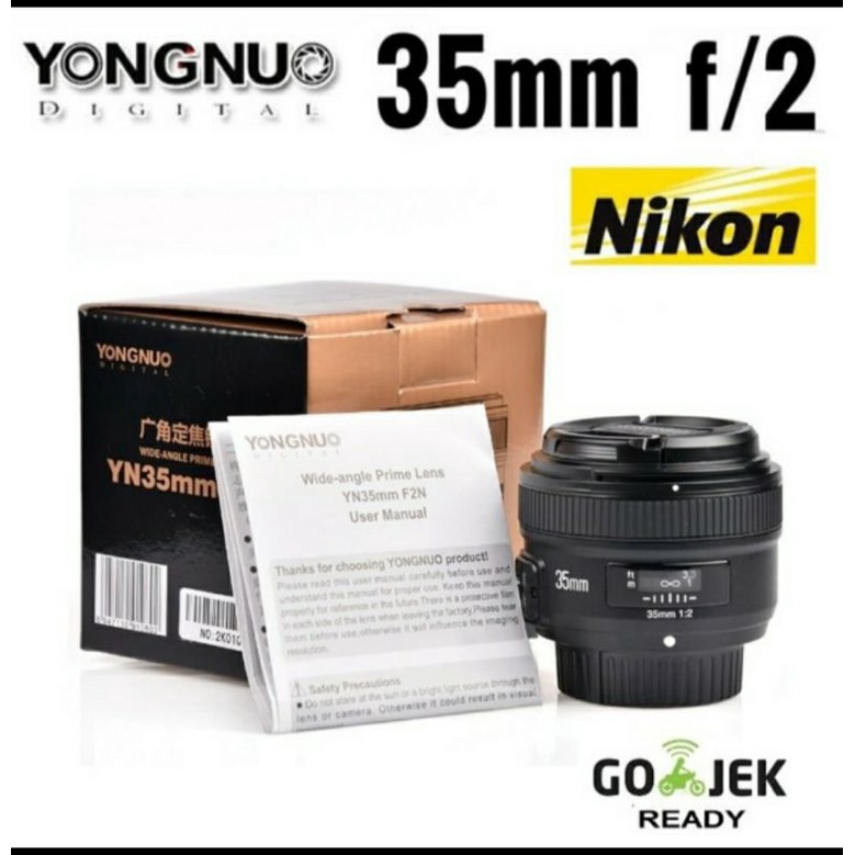 YONGNUO 35MM FOR NIKON LIKE NEW BARU LENSA FIX 35MM F2