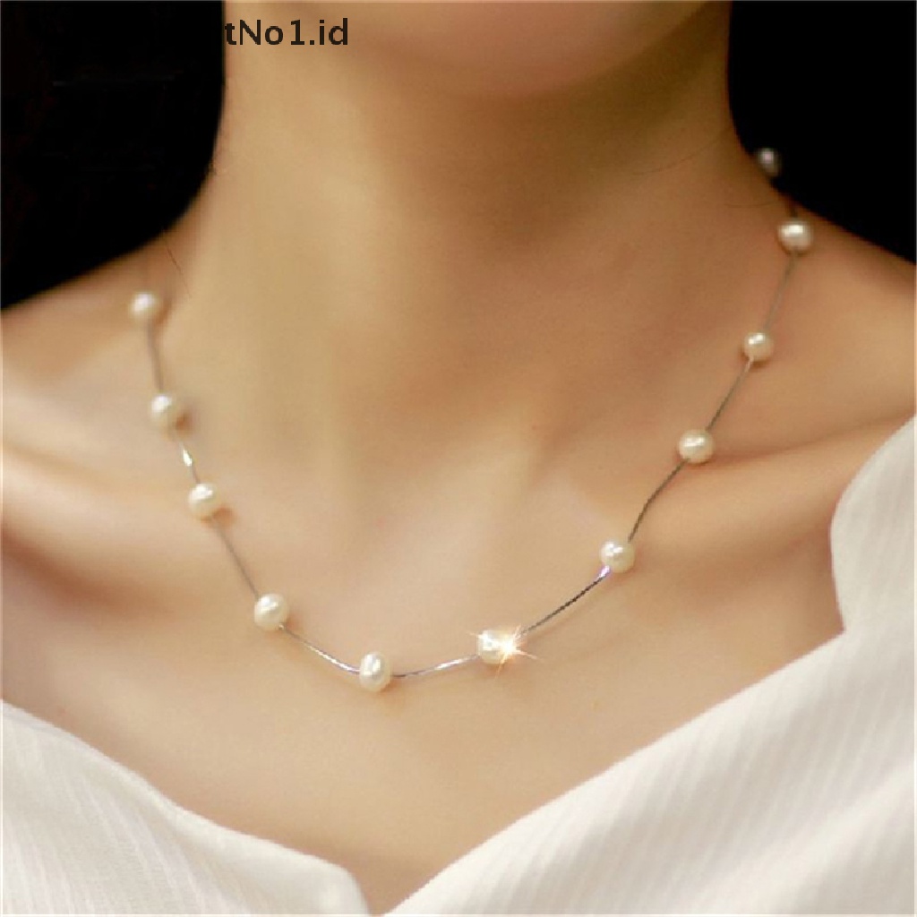 (AdornmentNo1) Kalung Rantai Dengan Liontin Mutiara Untuk Wanita