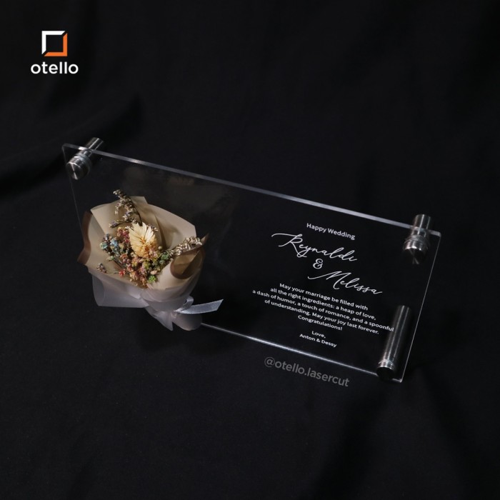 Custom Acrylic Bouquet Flower | Wedding Gift Hadiah Kado Pernikahan Unik Kustom Bunga Frame Tulisan