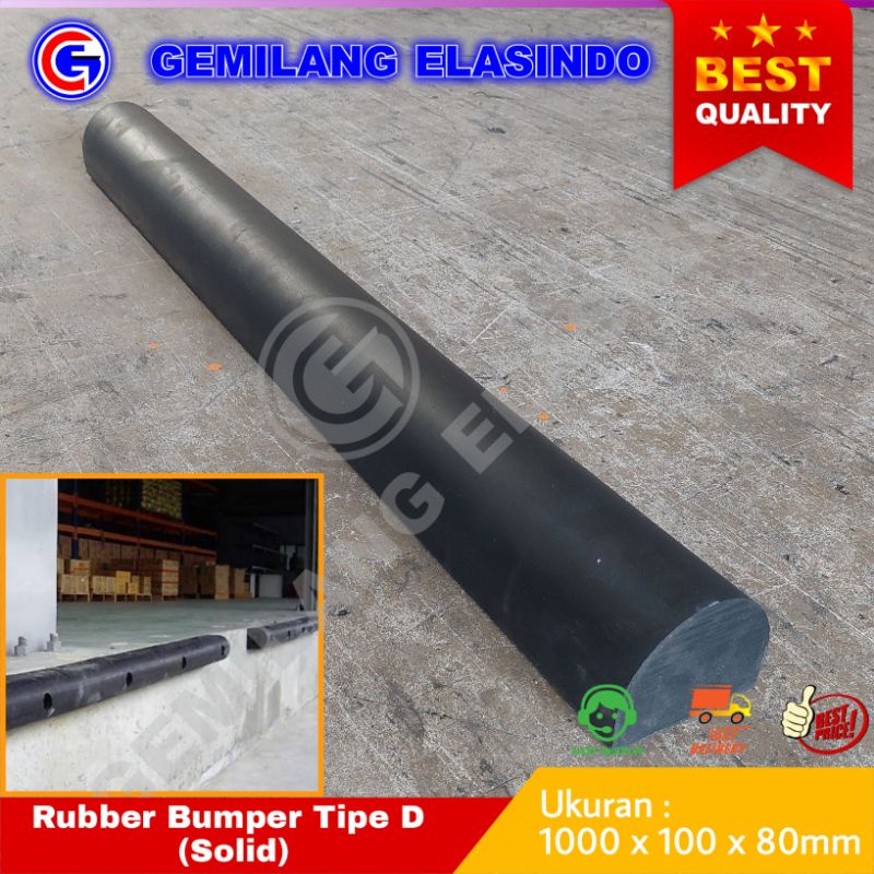 Rubber Fender Loading Dock Bumper Tipe D | Uk. 100cm x 10cm x 8cm | Karet Penahan Benturan Antara Gu