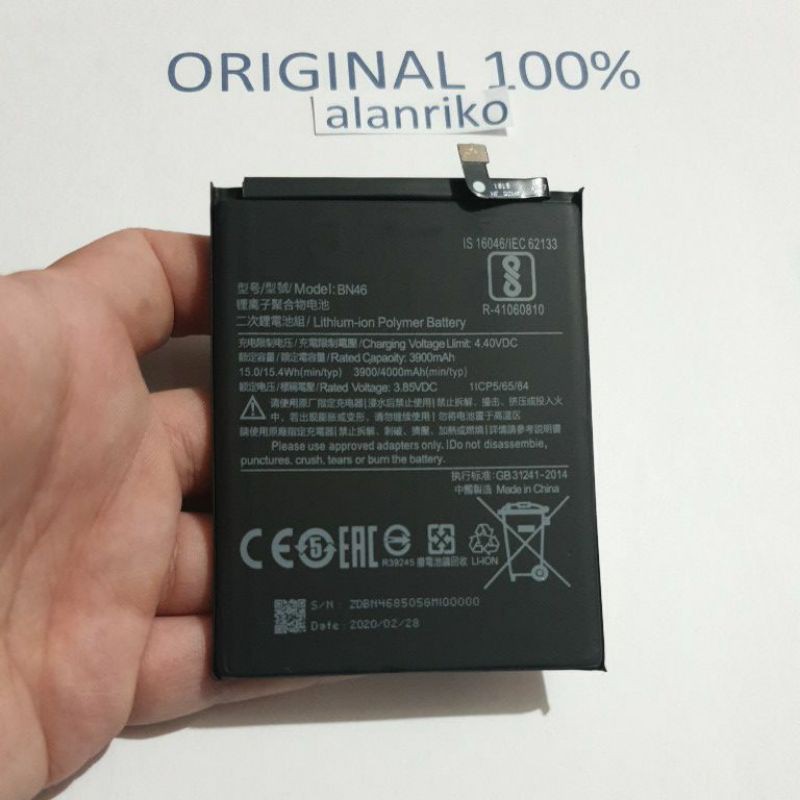 BATERAI ORIGINAL 100% REDMI 7 REDMI NOTE 8 BN46 BN 46 BATRE HP ORI REDMI7 REDMINOTE8
