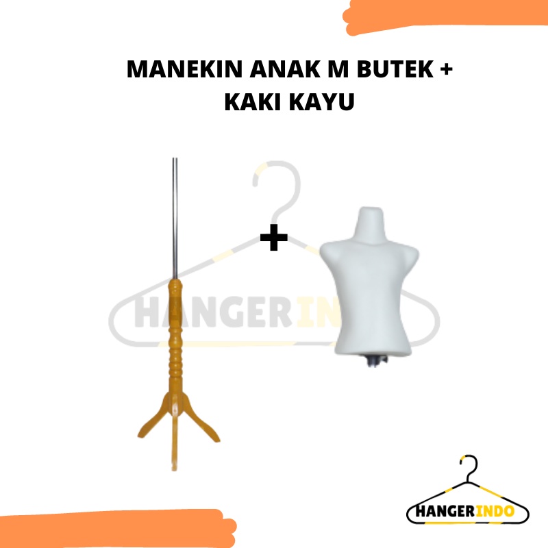 Manekin Anak M Butek Kaki Kayu | Manekin Baju Anak | Patung Baju Anak