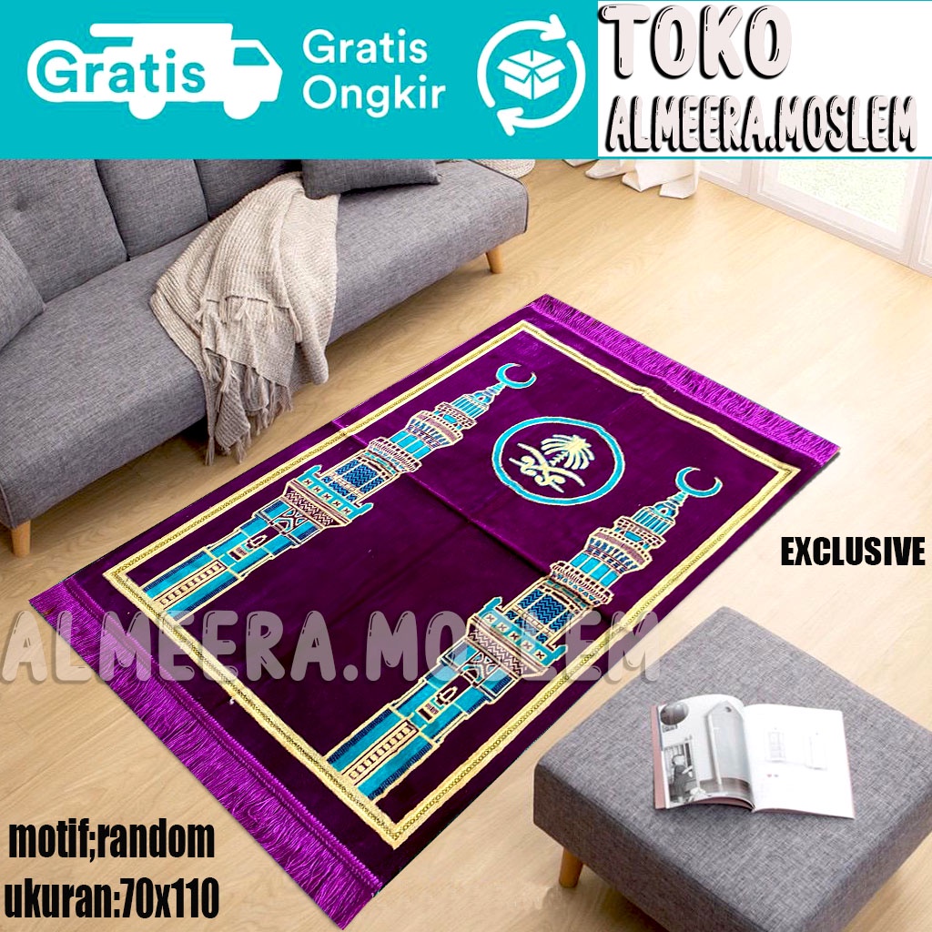 Sajadah Turki Dewasa Exclusive/ukuran 70 cm x 110 cm/ Sajadah Tebal Sajadah Halus Sajadah Lembut Original/ Perlengkapan Shalat/ Pakaian Muslim/ Sejadah Turki Dewasa/ Sajadah Impor Turki/Almeera Moslem