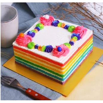 

Kue Ulang Tahun Ultah - Rainbow Cake Cream Pink - Free Kartu Ucapan