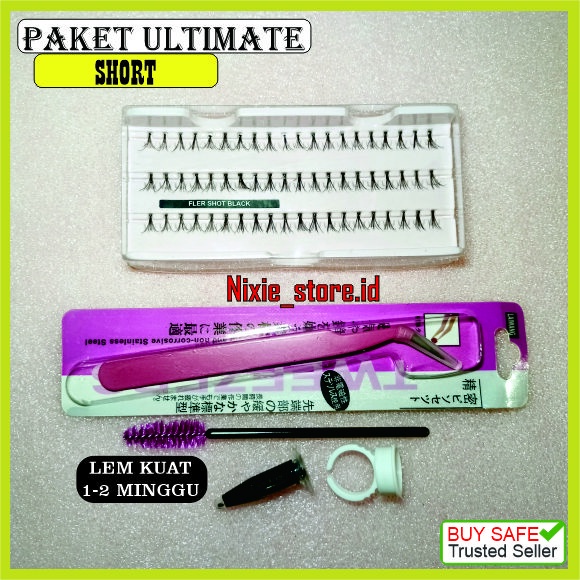 (ULTIMATE) PAKET Bulu mata Tanam Bulumata Eyelash Extension 5 in 1 Natural Lembut Bagus Murah Flare Tahan 1-2 Minggu