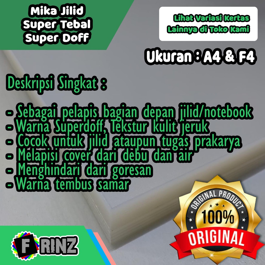 

Plastik Mika Jilid Super Tebal A4 A5 Super Doff MK - 50 / Mika Film 0,5 mm
