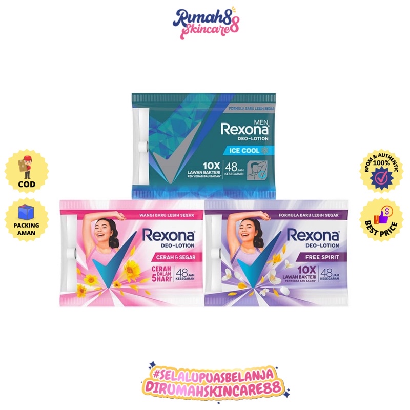 REXONA Deo Lotion Deodorant Sachet - Men Ice Cool | Free Spirit | Cerah &amp; Segar |  Deodoran