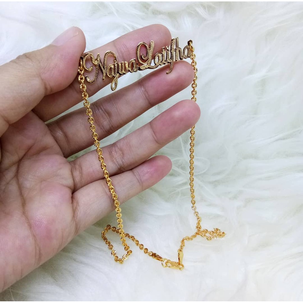 Kalung Liontin Custom Nama Lapis Emas