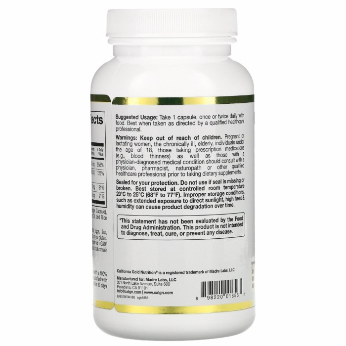 IMMUNE 4 - CALIFORNIA GOLD NUTRITIONAL 180 VEG CAPSULES