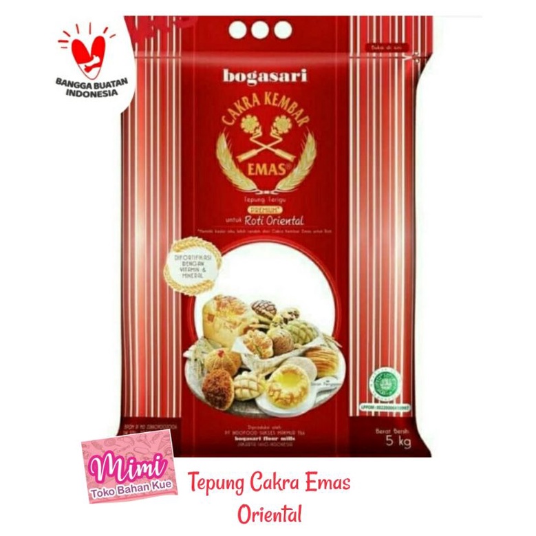 

Terigu Cakra Emas ORIENTAL rpk 1kg Spesial Roti Manis