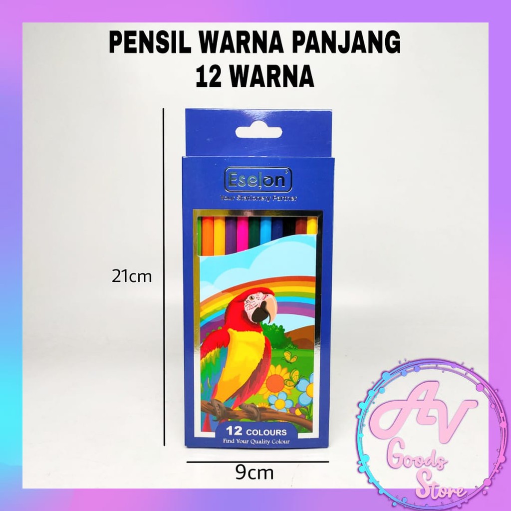 pensil warna / color pencil 12colors / PENSIL WARNA PANJANG PENDEK 12 WARNA ESELON-4