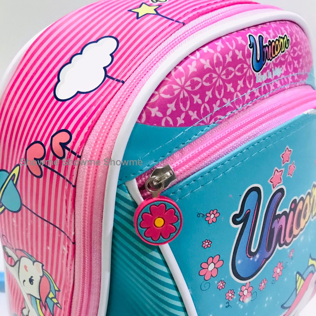 Showme Tas Ransel Anak Paud UNICORN MAGIC  biru pink muda