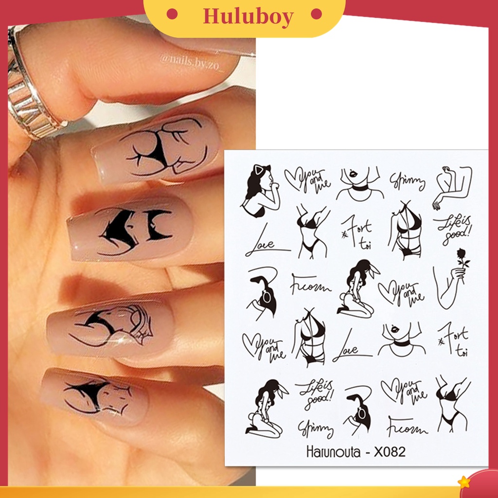 Huluboy Huluboy♡ Stiker Kuku 3D Motif Daun Bunga Hati Untuk Wanita