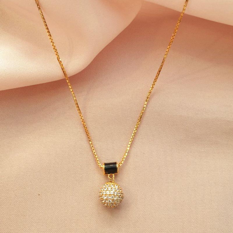 Kalung liontin bola full permata kadar 420 emas asli