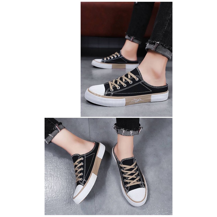 CYS Sepatu Kanvas Wanita Tanpa Tumit Kasual Fashion Style Korea Sepatu Slip On Women Canvas Sneakers Shoes Import SPT 10