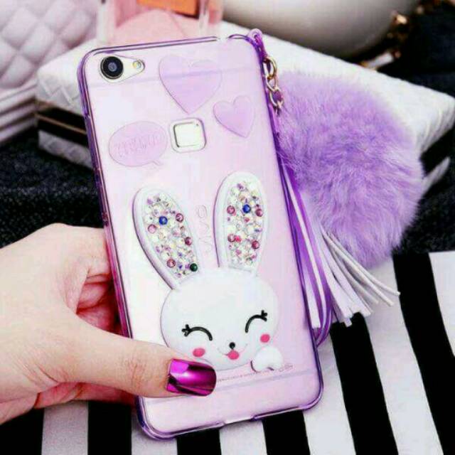 Casing OPPO R5/ R7/ R7s Softcase Kelinci Pompom