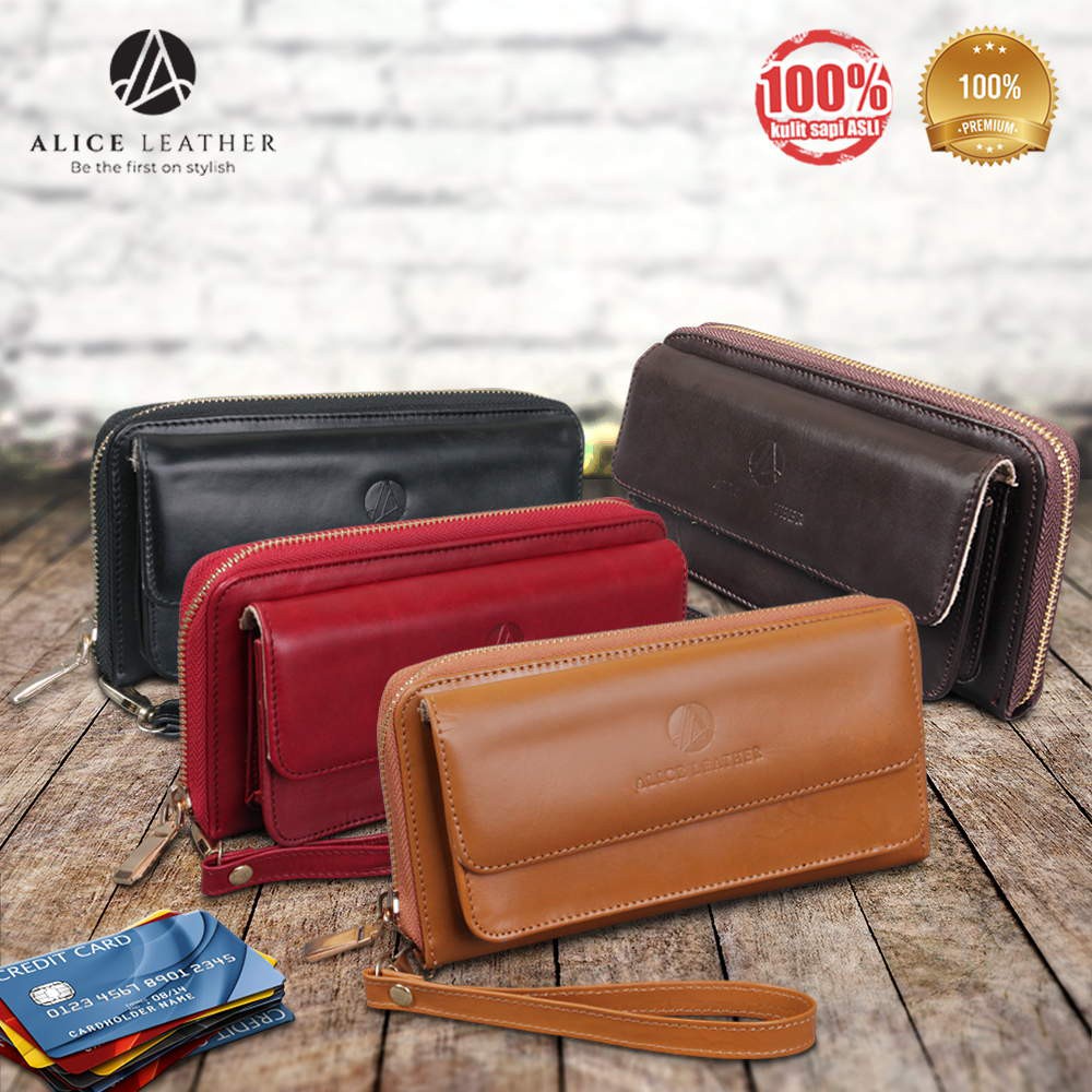 Dompet Wanita Bahan Kulit Sapi Asli PREMIUM/Dompet Cewek Panjang KODE AD04